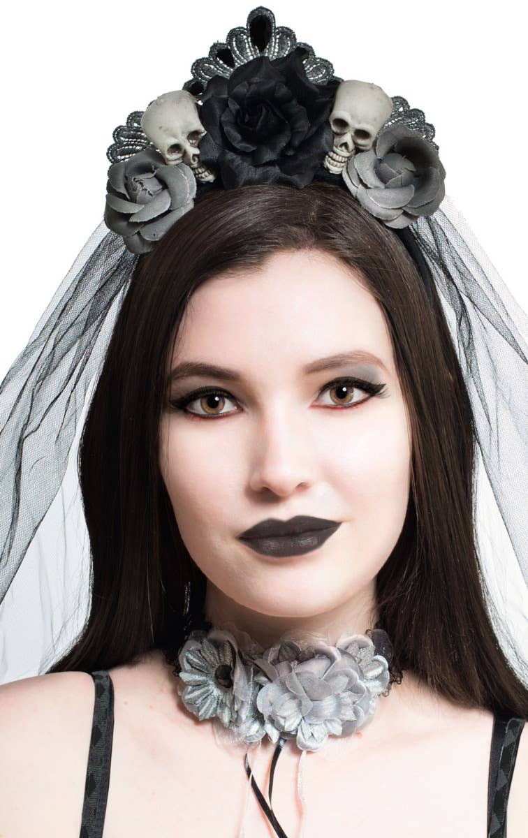 Gothic Corpse Bride Veil Halloween Costume Headpiece Accessory Main Image