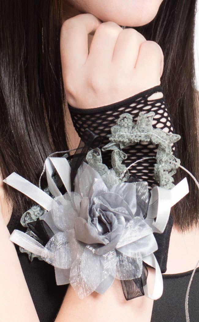 Corpse Bride  Corsage Wrist Fingerless Gloves Close Image