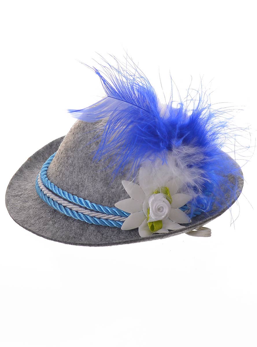 Mini Grey and Blue Oktoberfest Bavarian Costume Hat 
