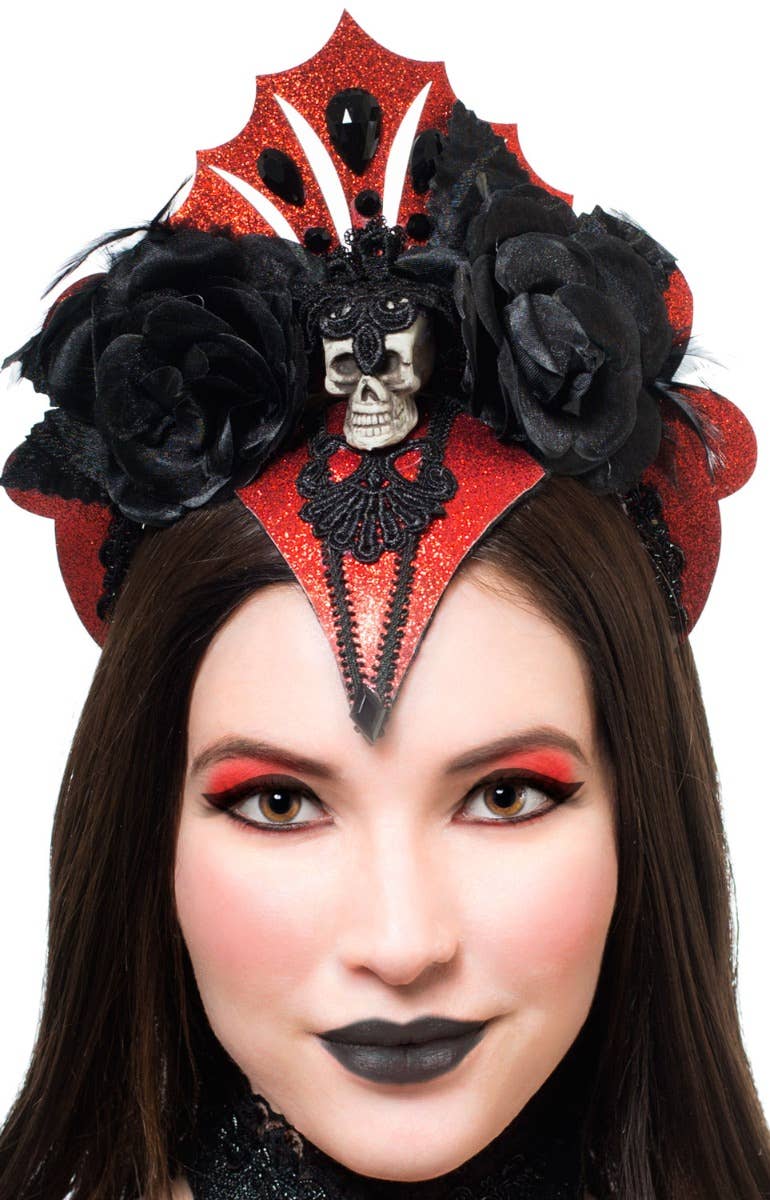 Vampire Queen Costume Headband | Red and Black Vampire Headpiece