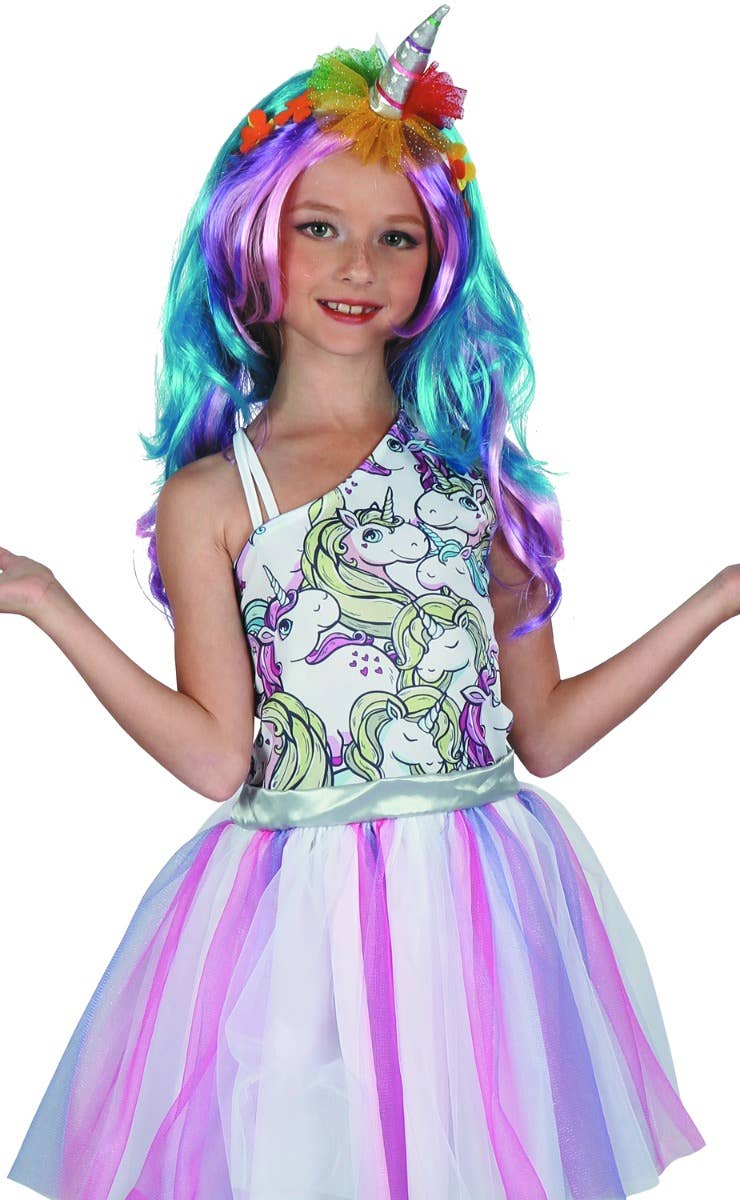 Magical Pastel Unicorn Girls Costume - Close Up