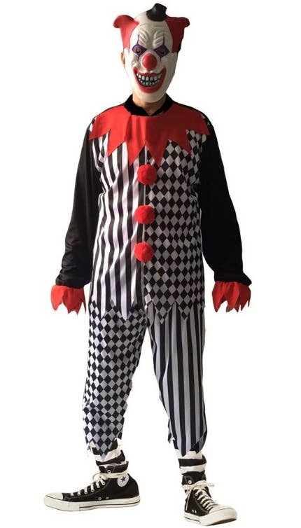 Image of Creepy Clown Mens Halloween Fancy Dress Costume