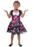 Image of Day of the Dead Girls Pink Sugar Skull Halloween Costume - Front View