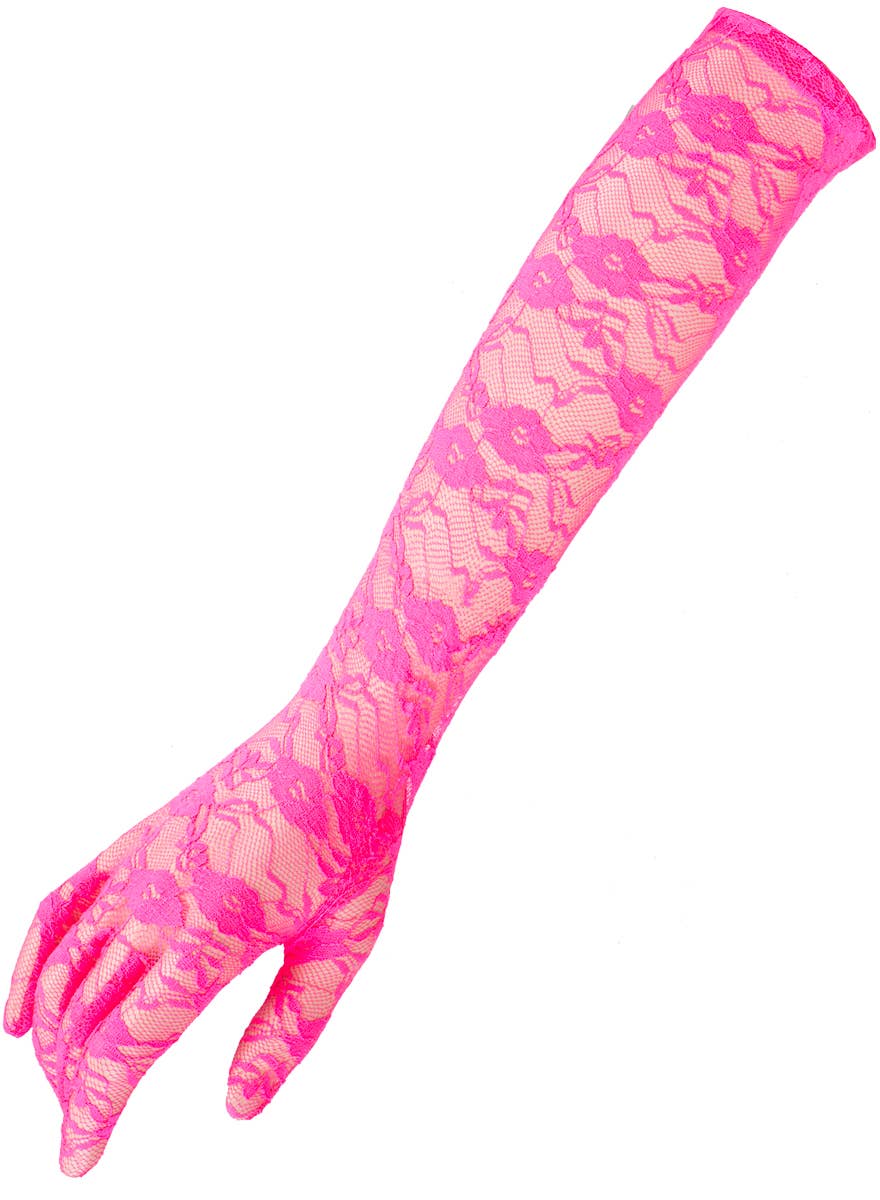 1980's Neon Pink Lace Costume Gloves