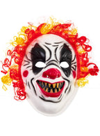 Scary Evil Clown Halloween Mask with Red and Yellow Hair