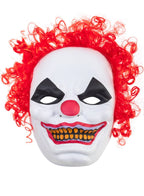 Scary Glutton Clown Face Mask with Red Hair