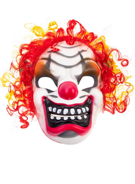 Halloween Evil Clown Mask with Red and Yellow Hair