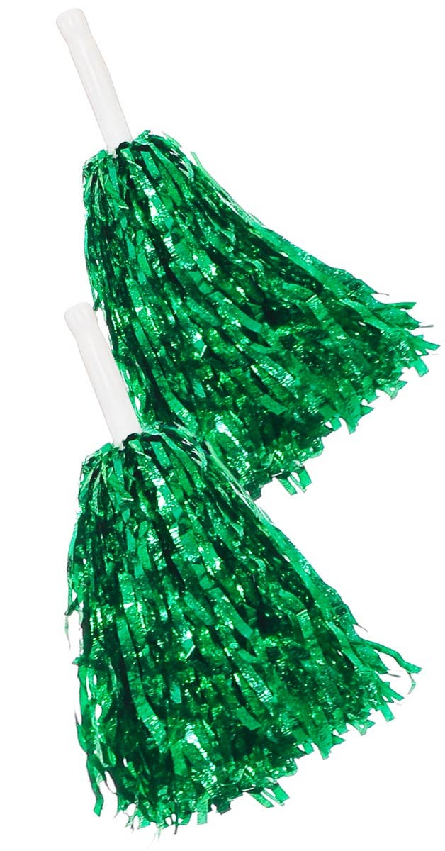 Green Metallic Tinsel Pom Poms Costume Accessory Main Image