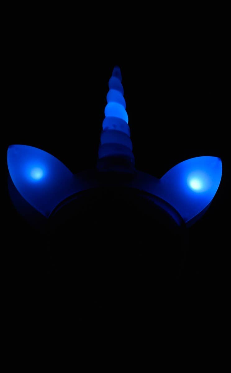 Pale Blue Novelty Light Up Unicorn Costume Headband Accessory - Alternative Image 