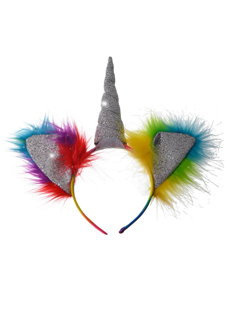 Rainbow Fluffy Unicorn Horn and Ears Headband