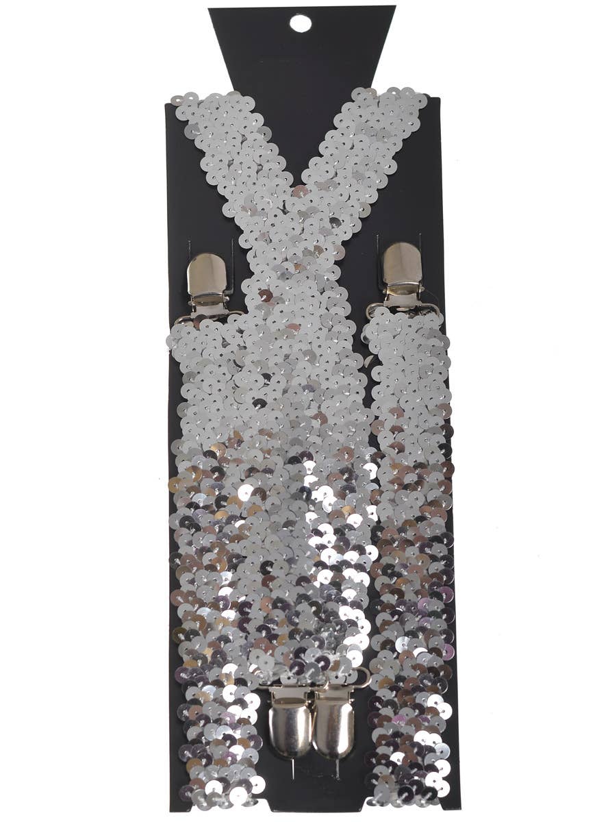 Silver Sequin Costume Braces