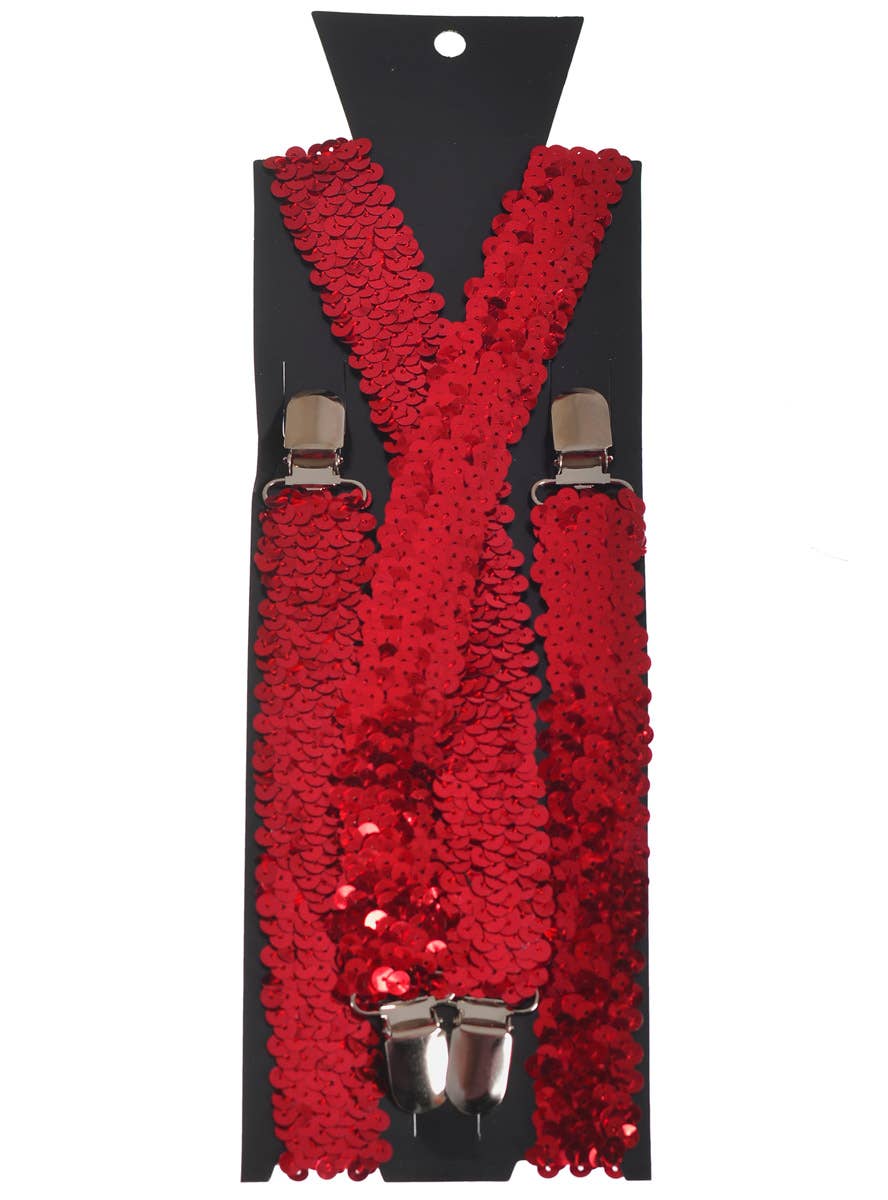 Sequinned Red Costume Braces