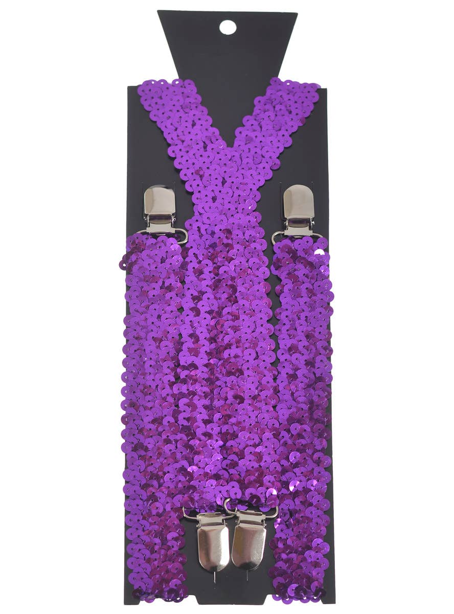 Sequinned Purple Costume Braces
