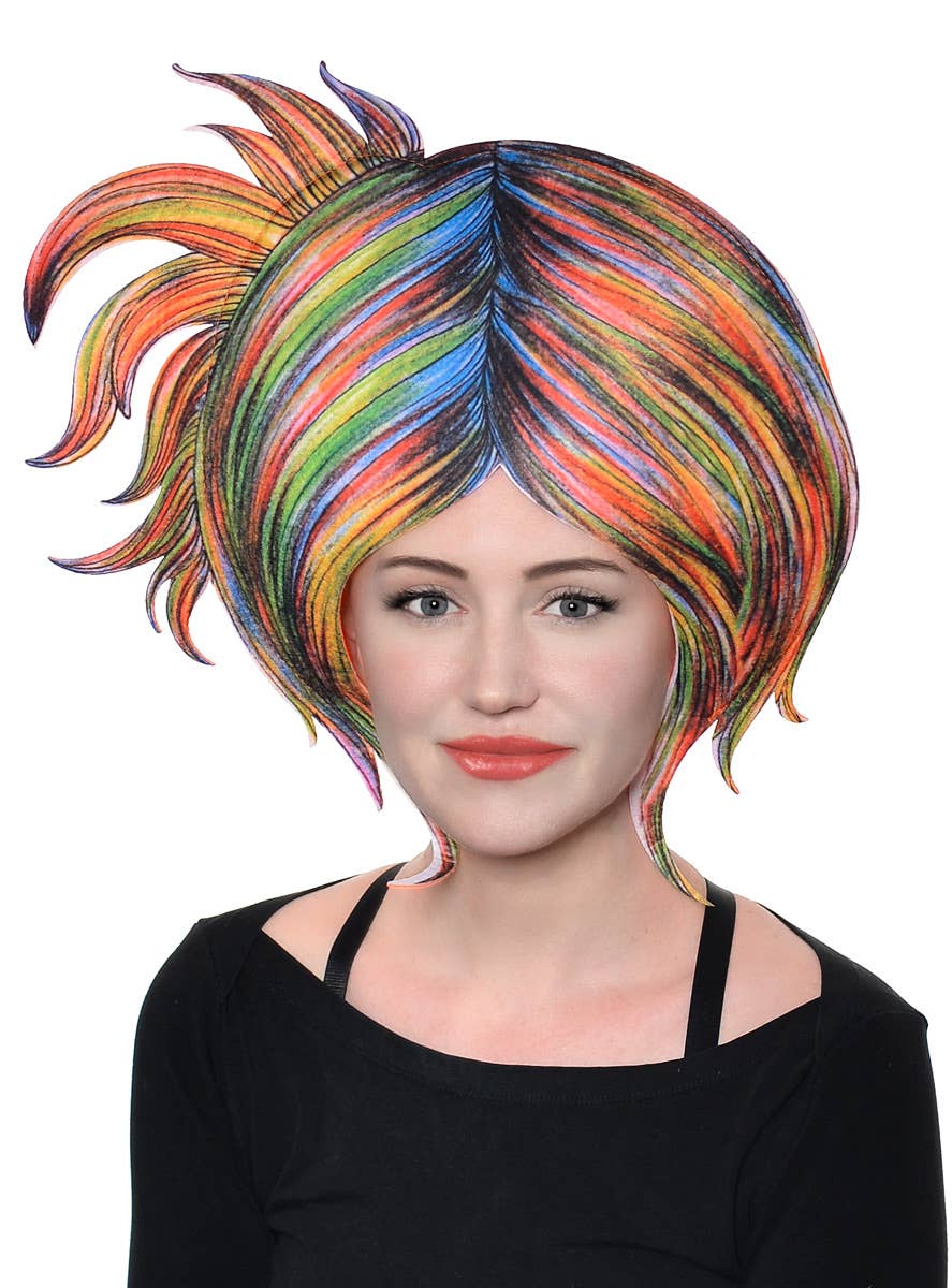 Rainbow Striped Cute Cartoon Style Costume Wig