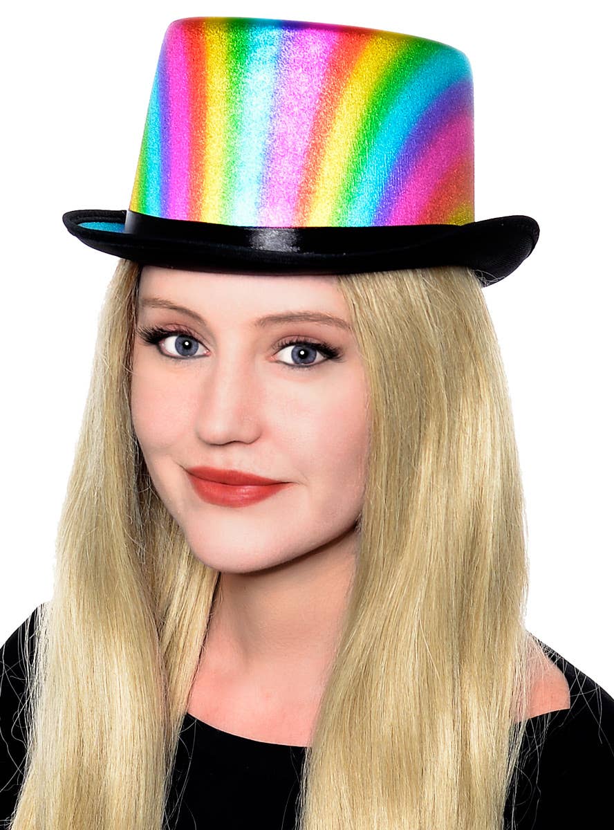 Adult's Metallic Rainbow Top Hat Costume Accessory