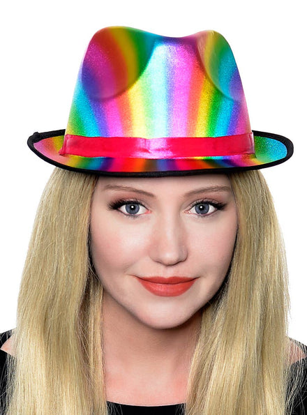 Adult's Metallic Rainbow Unisex Fedora Hat Costume Accessory