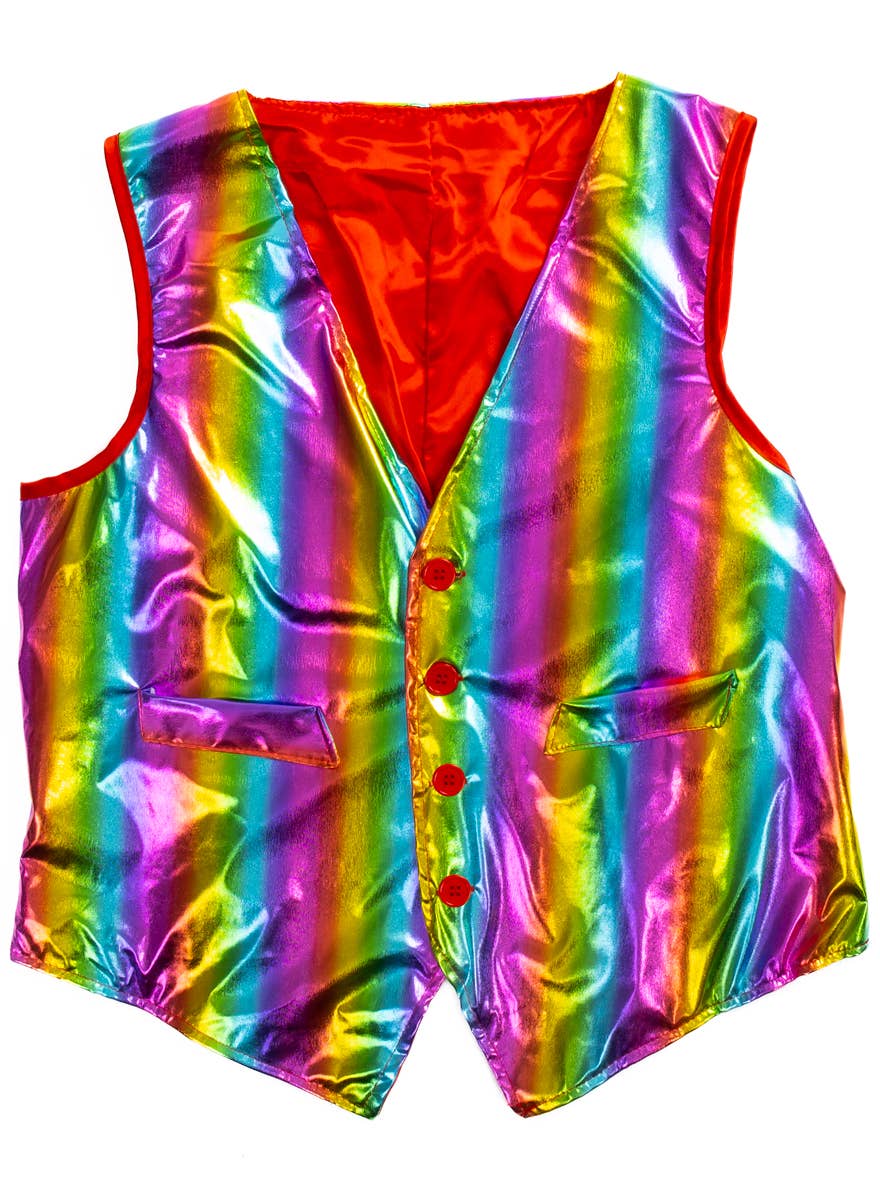 Adults Rainbow Metallic Mardi Gras Vest - Front Image