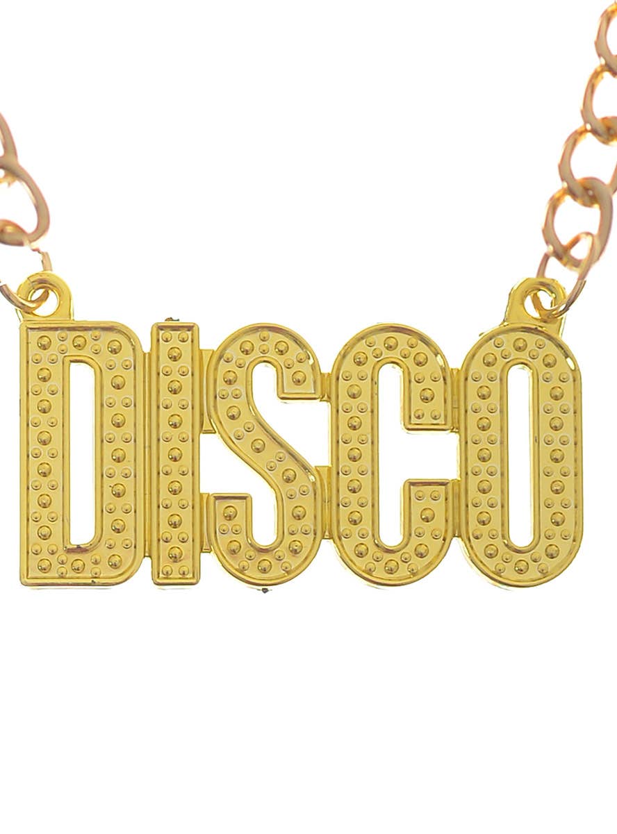 1970s DISCO Pendant Gold Chain Costume Necklace Cllose Image