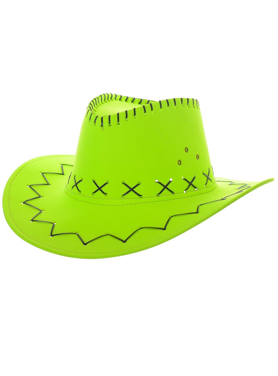 Mardi Gras Neon Green Cowboy Costume Hat