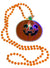 Light Up Orange Pumpkin Halloween Necklace with Orange Beads