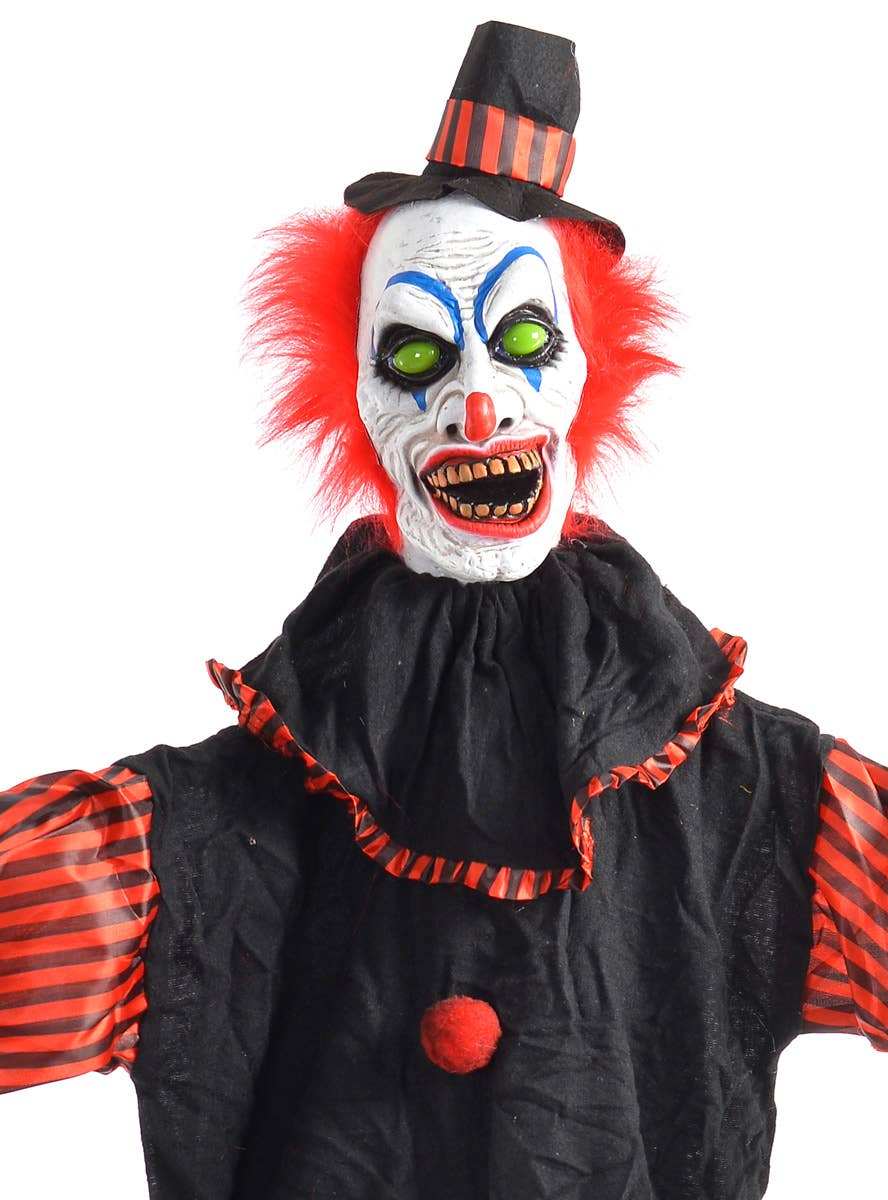 Red and Black Halloween Clown Decoration - Close Up Image