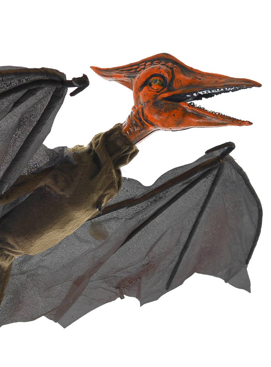 Animated Orange and Black Pterodactyl Dinosaur Halloween Decoration - Close Up 2