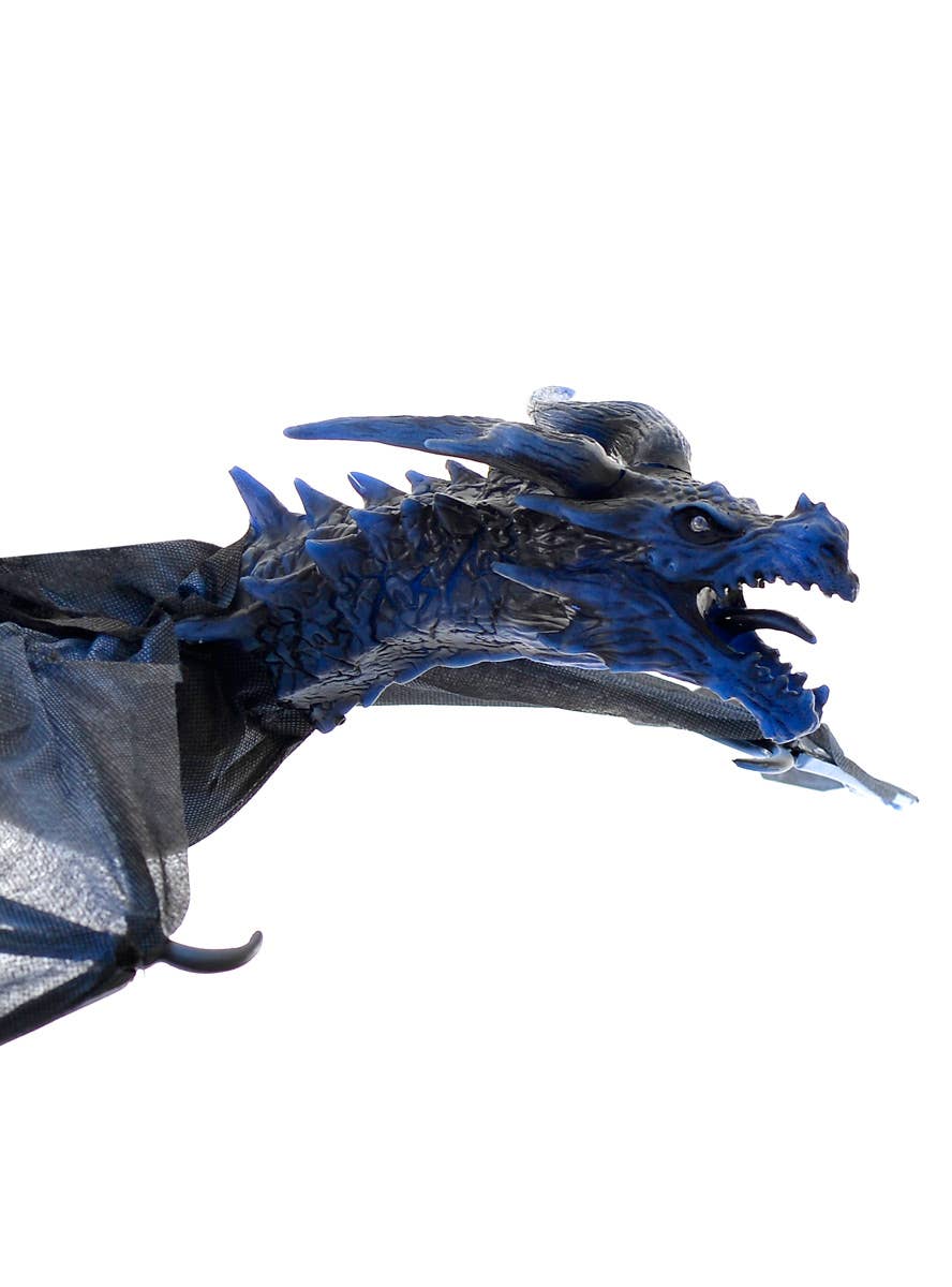 Animated Blue and Black Flying Dragon Halloween Decoration - Close Up 2