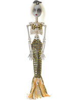 Creepy Sequinned Gold Mermaid Skeleton Halloween Prop Main Image
