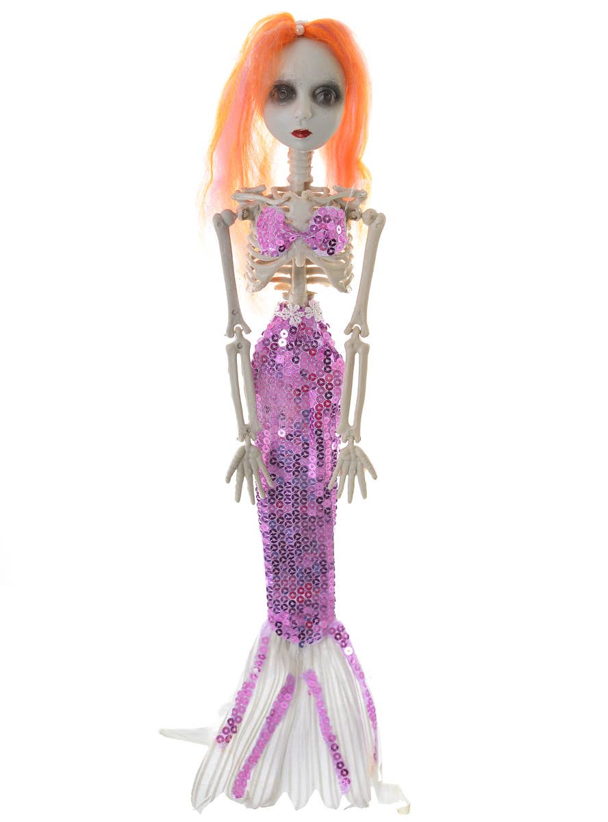 Purple Sequined Mermaid Skeleton Haunted House Prop Main Image