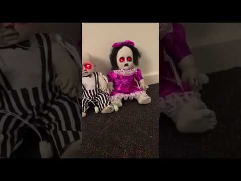 Beetlejuice Baby Girl Halloween Light Up Doll Haunted House Decoration Product Video