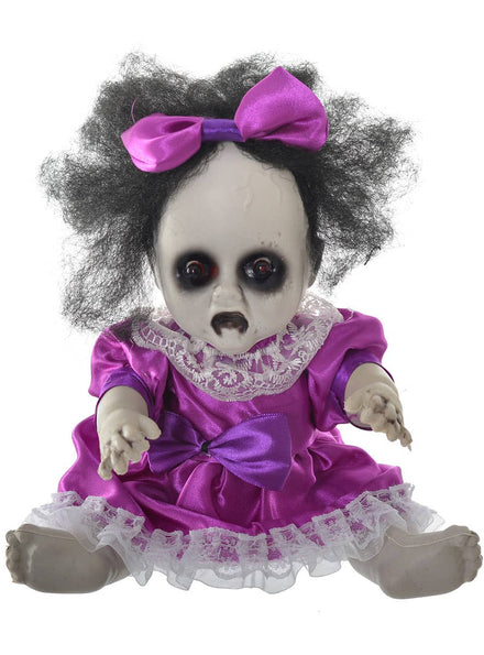 Haunted Baby Girl Doll Halloween Prop with Light Up Eyes - Main Image