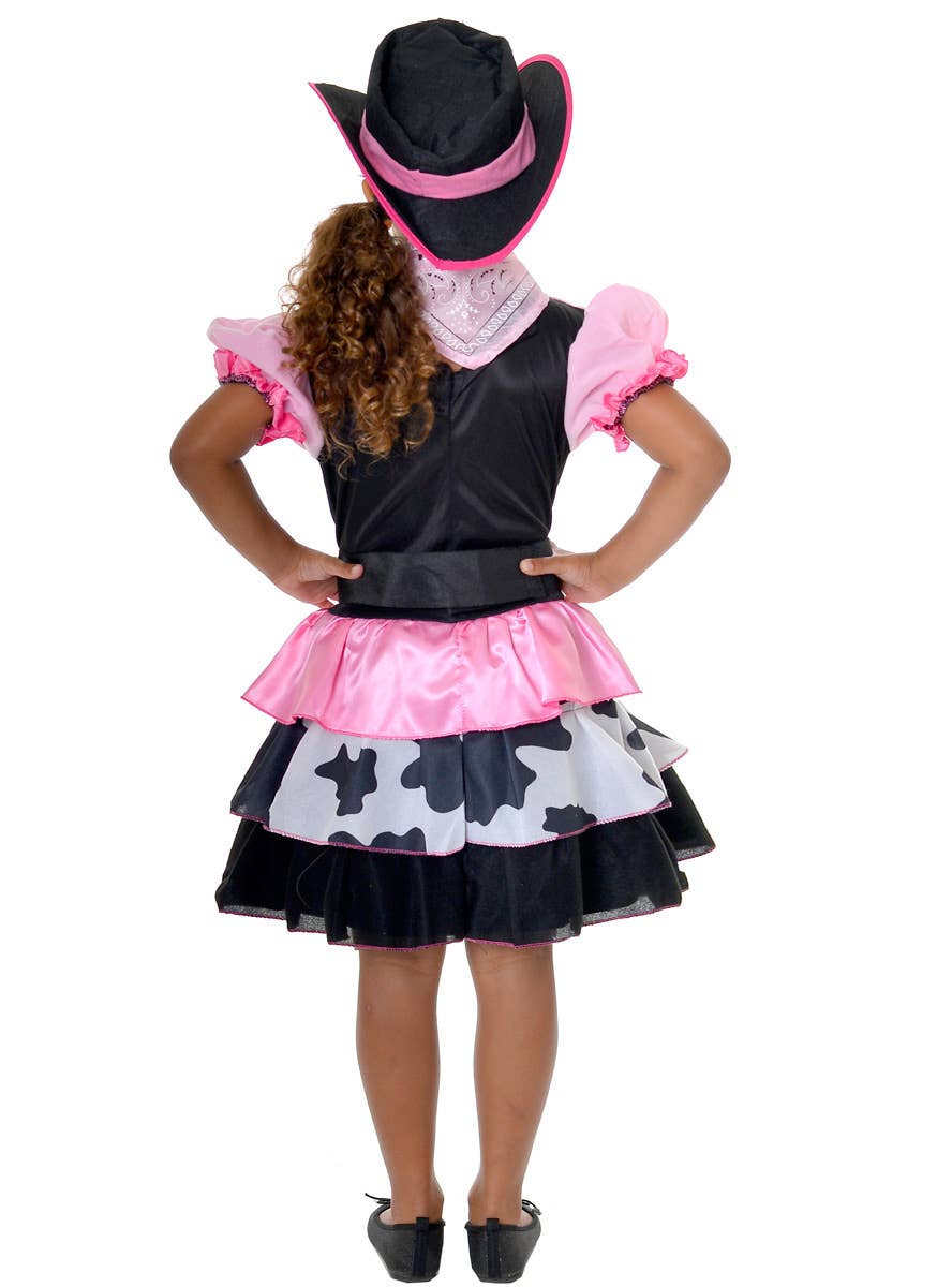 Pink back and White Girls' Cute Cowboy Costume Outfit - Back View
