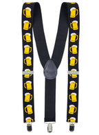 Black and Yellow Beer Jug Print Costume Braces