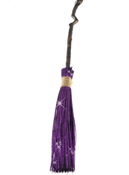 Purple Glitter Witches Broom Stick Halloween Costume Accessory