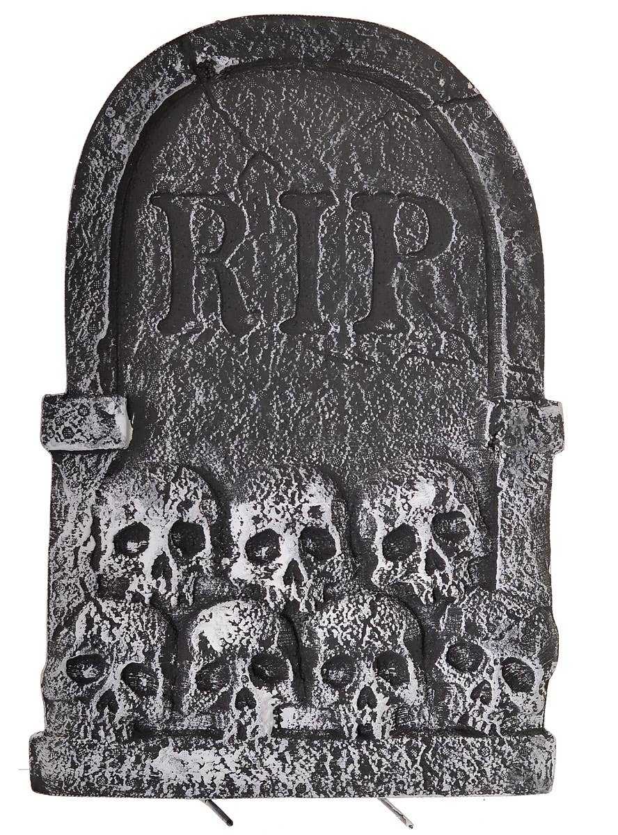 Image of R.I.P Foam Headstone with Skull Halloween Decoration