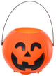 Orange Plastic Pumpkin Bucket with Rainbow Lights and Sounds Halloween Decoration