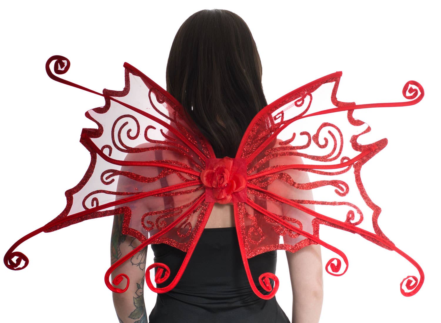 Curled Red Fairy Wings | Red Glitter Halloween Costume Wings