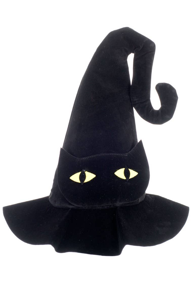 Black Velvet Cat Witch Hat | Womens Halloween Witch Hat