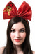 Women's Large Red Sequinned Novelty Christmas Bow With Holly, Merry Christmas And Gold Bow With Bell Accessory on Headband Main Image