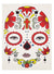 Floral Red and Yellow Day of the Dead Sugar Skull Temporary Face Tattoos - Main Image