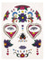 Multicoloured Day of the Dead Sugar Skull Temporary Face Tattoos - Main Image