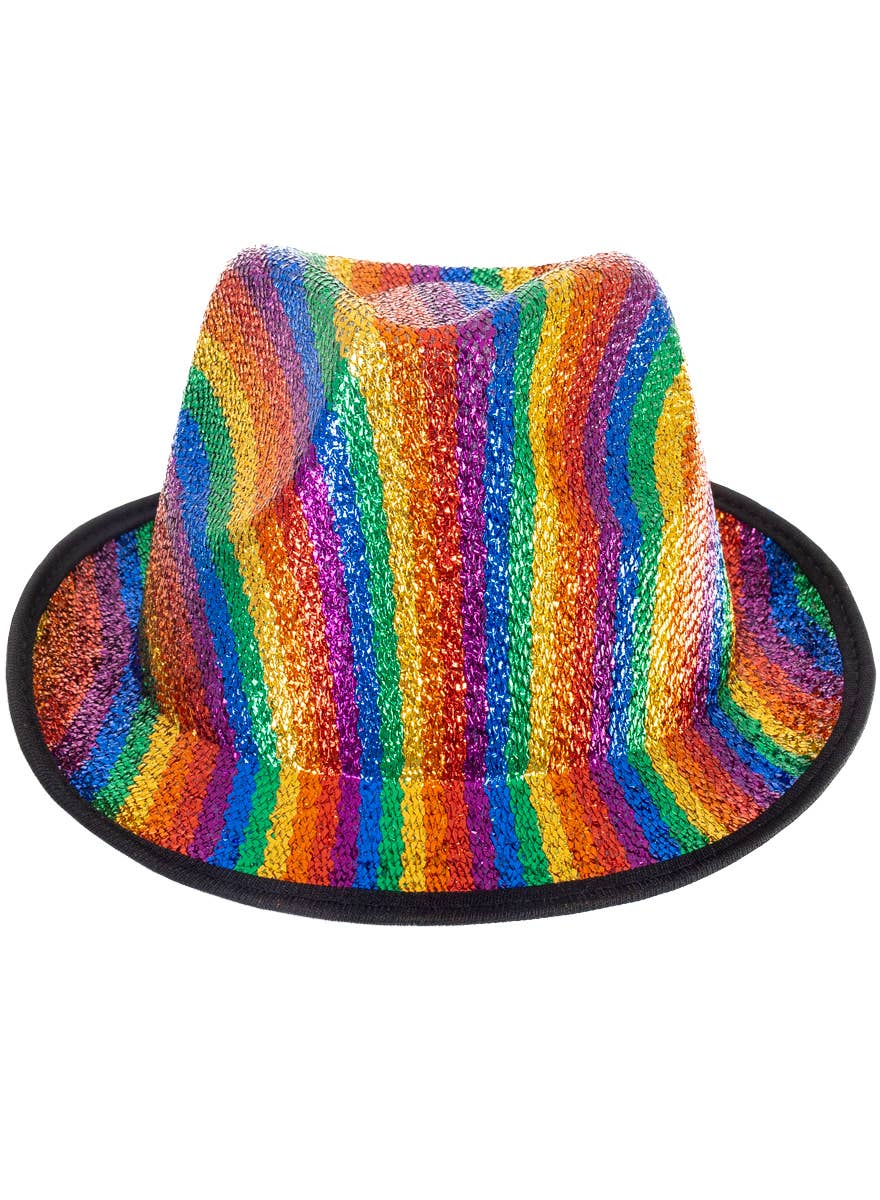Rainbow Striped Fedora Costume Hat - Alternative Image