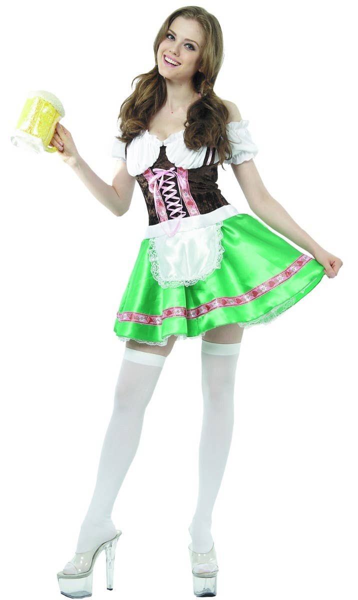 Beer Girl Women's Green And Brown Oktoberfest German Fancy Dress Costume Main Image