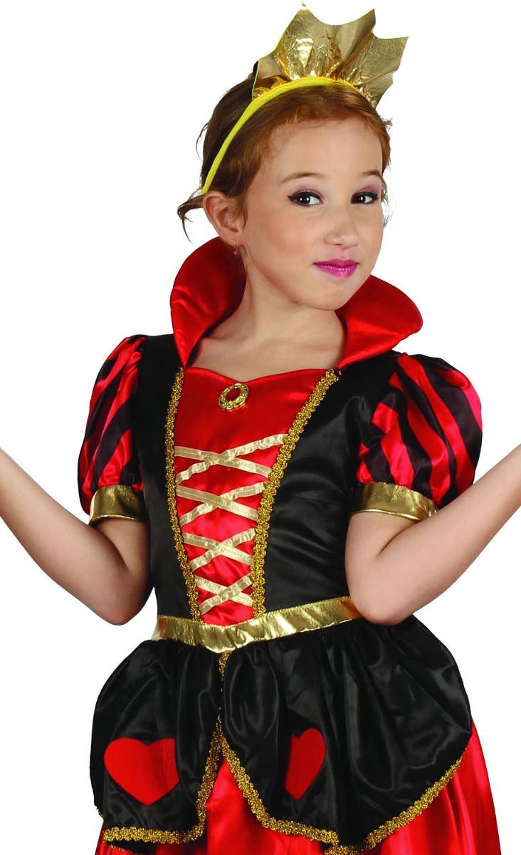 Image of Queen of Hearts Girl's Fancy Dress Costume - Close Up