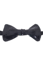 Large Black Stiffened Sequined Bow Tie On Elastic Costume Accessory View 1