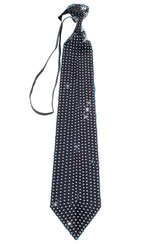 Black Sequined Sparkly Neck Tie With Elastic Costume Accessory