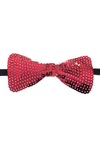 Large Red Stiffened Sequined Bow Tie On Elastic Costume Accessory View 1