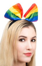 Large Rainbow Bow on Headband Costume Accessory Main Image