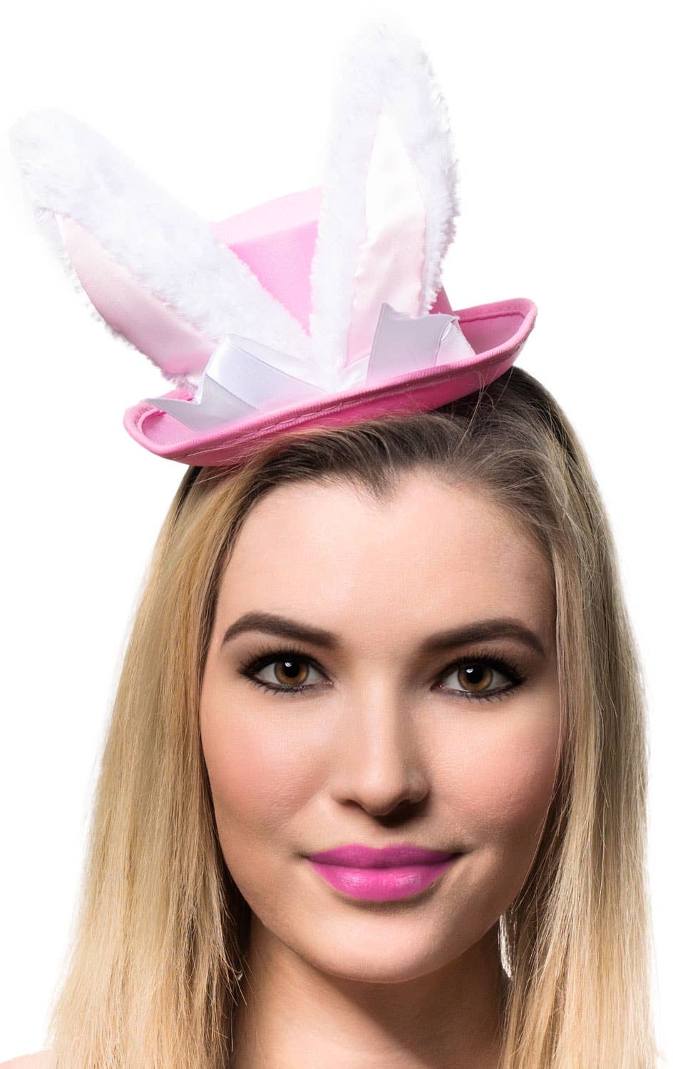 Pink Mini Top Hat with Bunny Ears Easter Accessory Main Image