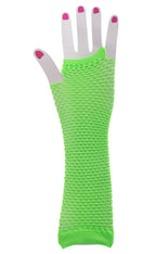 Fingerless Neon Green Fishnet Gloves 80s Costume Accessory Image 1 